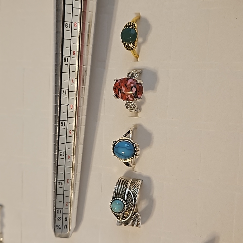 Ring Size 6 $45 each. 4 Diffrent Gemstone Geometric Alloy Metal Ring Choose One.